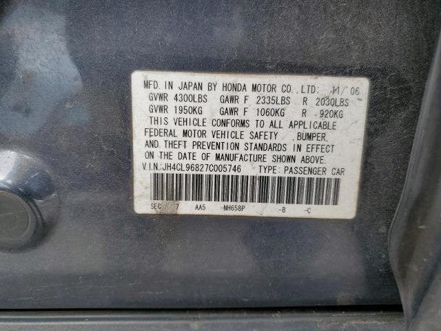 JH4CL96827C005746 - 2007 ACURA TSX GRAY photo 12