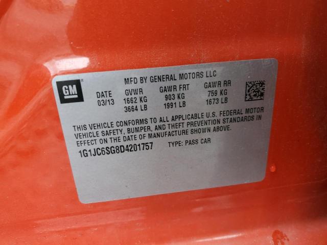 1G1JC6SG8D4201757 - 2013 CHEVROLET SONIC LT ORANGE photo 12