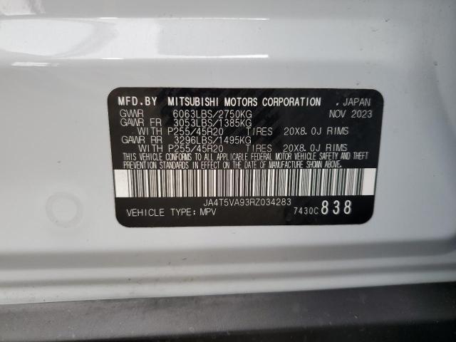 JA4T5VA93RZ034283 - 2024 MITSUBISHI OUTLANDER SE WHITE photo 12