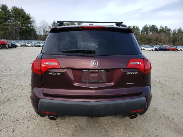 2HNYD28679H500090 - 2009 ACURA MDX TECHNOLOGY MAROON photo 6