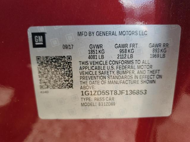 1G1ZD5ST8JF136853 - 2018 CHEVROLET MALIBU LT RED photo 12