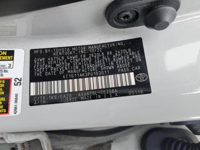 4T1G11AK3PU103011 - 2023 TOYOTA CAMRY SE NIGHT SHADE WHITE photo 12