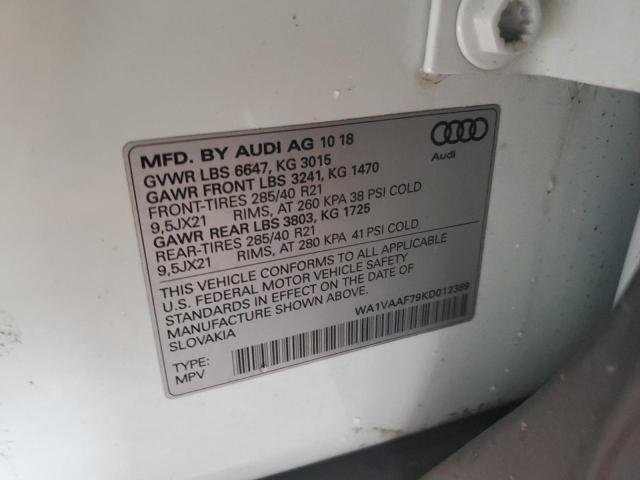 WA1VAAF79KD012389 - 2019 AUDI Q7 PRESTIGE 白色 照片 13
