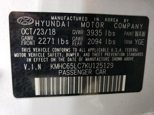 KMHC65LC7KU125129 - 2019 HYUNDAI IONIQ BLUE WHITE photo 12