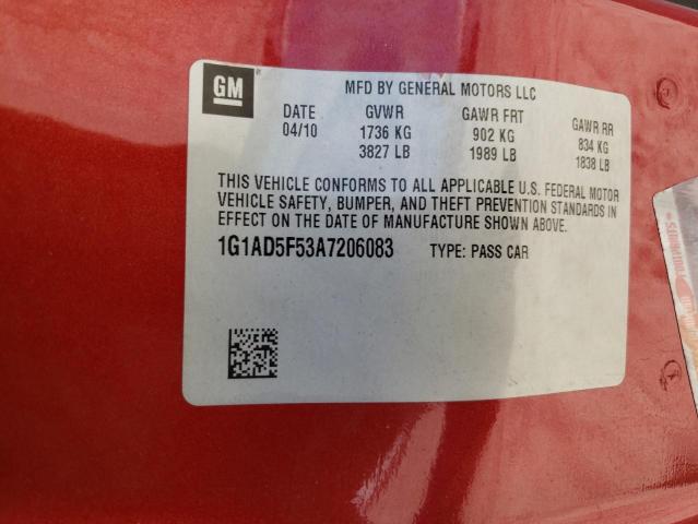 1G1AD5F53A7206083 - 2010 CHEVROLET COBALT 1LT RED photo 12