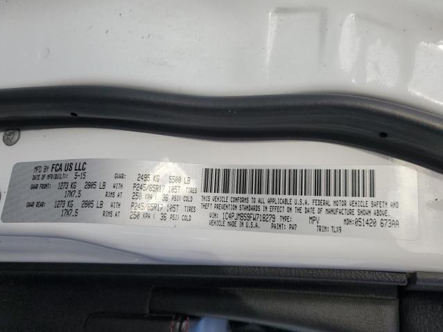 1C4PJMBS9FW718279 - 2015 JEEP CHEROKEE TRAILHAWK WHITE photo 13