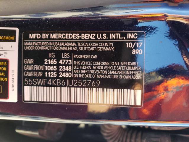 55SWF4KB6JU252769 - 2018 MERCEDES-BENZ C 300 4MATIC BLUE photo 12