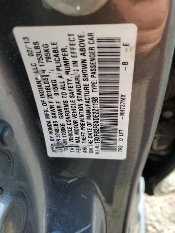 19XFB2F5XDE221198 - 2013 HONDA CIVIC LX GRAY photo 12