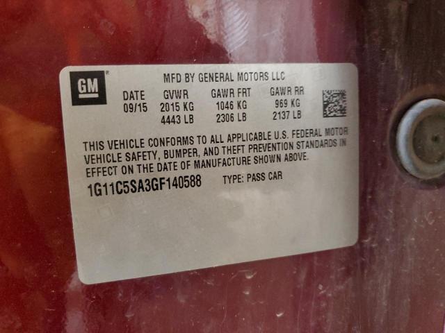 1G11C5SA3GF140588 - 2016 CHEVROLET MALIBU LIM LT MAROON photo 12