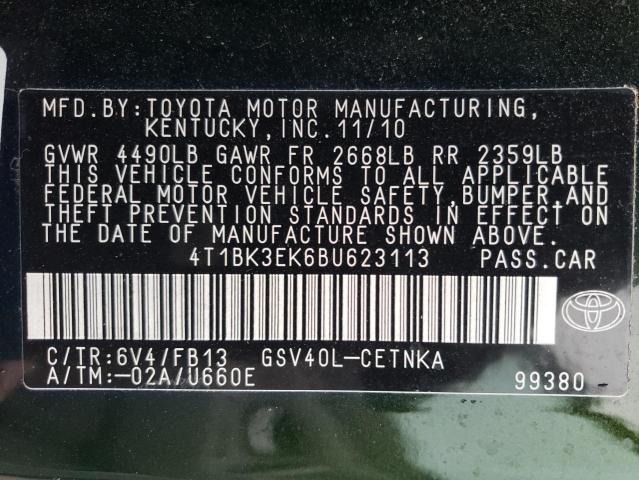 4T1BK3EK6BU623113 - 2011 TOYOTA CAMRY SE GREEN photo 12