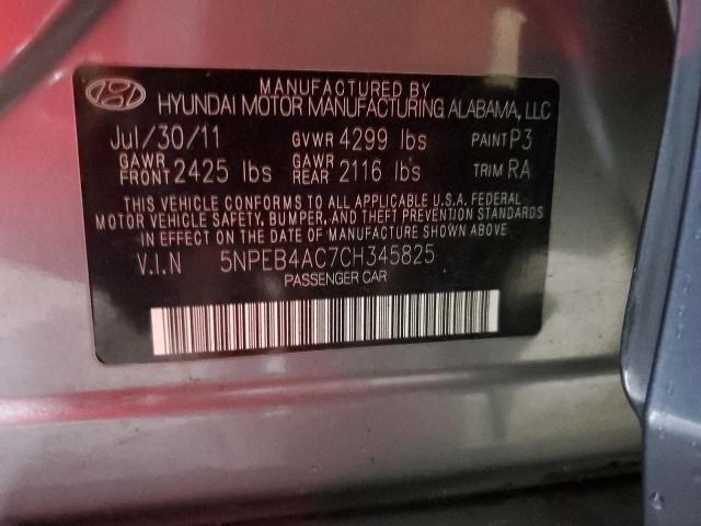 5NPEB4AC7CH345825 - 2012 HYUNDAI SONATA GLS GRAY photo 13