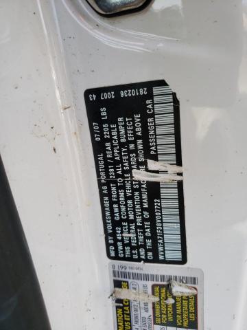 WVWFA71F38V007722 - 2008 VOLKSWAGEN EOS LUX 白色 照片 12