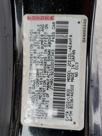 JTHBD192320037343 - 2002 LEXUS IS 300 BLACK photo 12