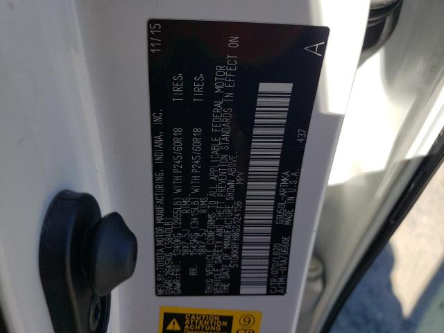 5TDKKRFH8GS124156 - 2016 TOYOTA HIGHLANDER XLE 白色 照片 13