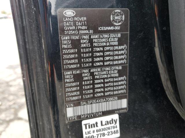 SALSP2E4XBA708628 - 2011 LAND ROVER RANGE ROVE AUTOBIOGRAPHY BLACK photo 12