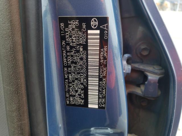 JTDKT903995249850 - 2009 TOYOTA YARIS BLUE photo 12