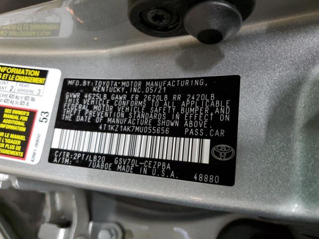 4T1KZ1AK7MU055656 - 2021 TOYOTA CAMRY TRD GRAY photo 12