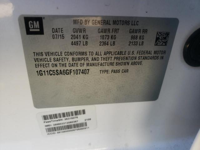 1G11C5SA6GF107407 - 2016 CHEVROLET MALIBU LIM LT 白色 照片 10