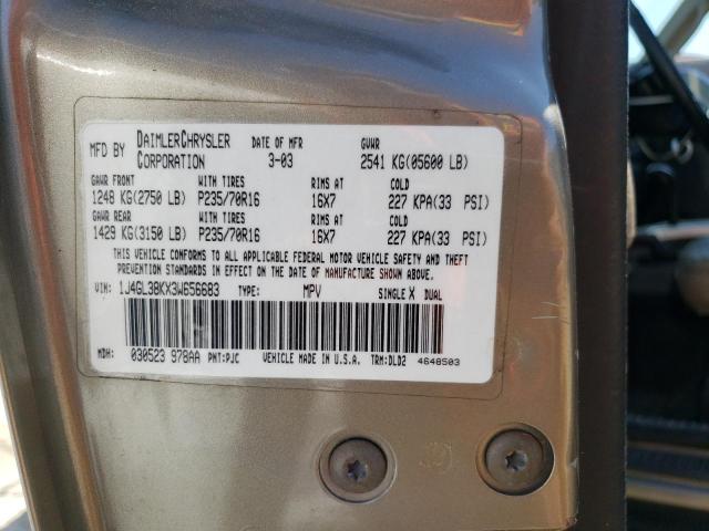 1J4GL38KX3W656683 - 2003 JEEP LIBERTY RENEGADE GOLD photo 13