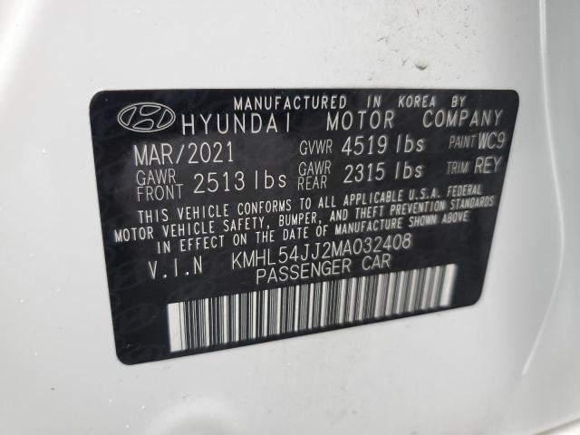 KMHL54JJ2MA032408 - 2021 HYUNDAI SONATA HYBRID WHITE photo 12