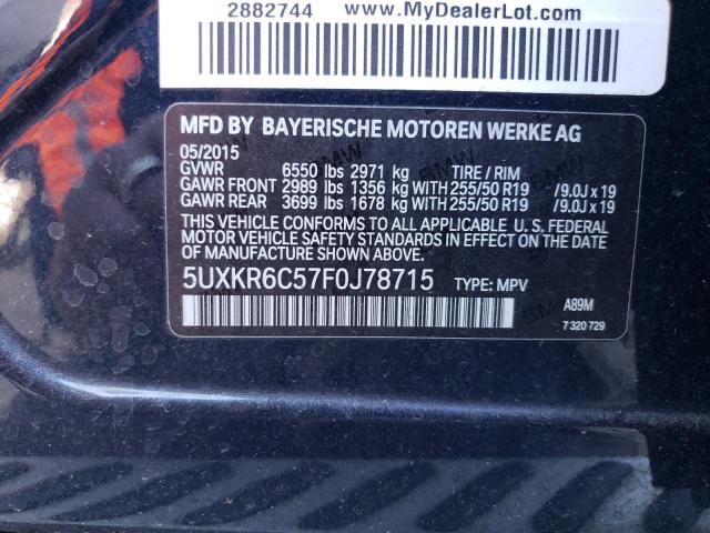 5UXKR6C57F0J78715 - 2015 BMW X5 XDRIVE50I BLACK photo 14