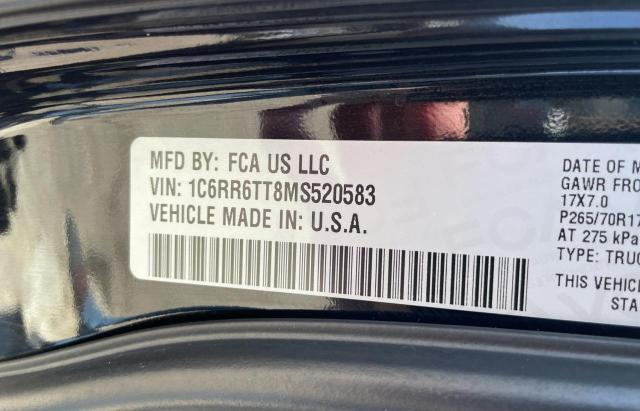 1C6RR6TT8MS520583 - 2021 RAM 1500 CLASS SLT შავი ფოტო 10