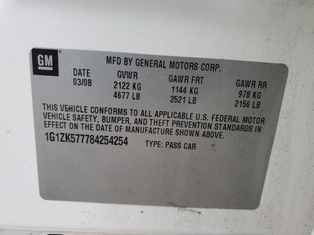 1G1ZK577784254254 - 2008 CHEVROLET MALIBU LTZ WHITE photo 12