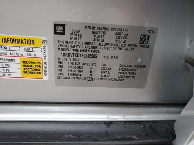 1GKKVTKD1FJ245585 - 2015 GMC ACADIA DENALI SILVER photo 14