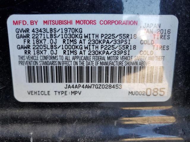 JA4AP4AW7GZ028453 - 2016 MITSUBISHI OUTLANDER SEL BLACK photo 12