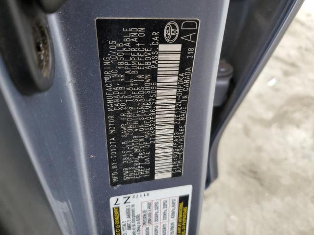 2T1KR32E86C575096 - 2006 TOYOTA COROLLA MA XR GRAY photo 12