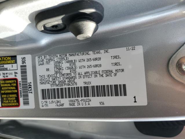 5TFMA5DB7PX063878 - 2023 TOYOTA TUNDRA CREWMAX PLATINUM 灰色 照片 12