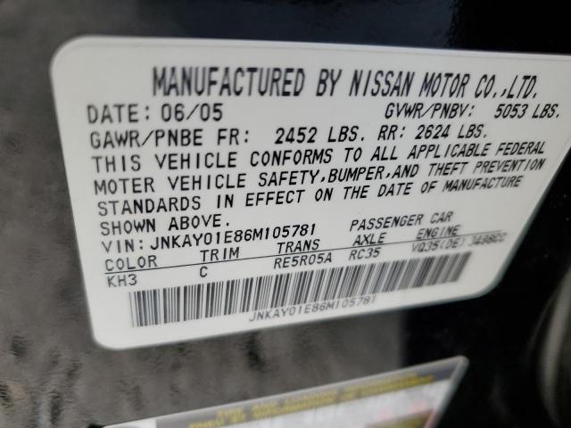 JNKAY01E86M105781 - 2006 INFINITI M35 BASE BLACK photo 13