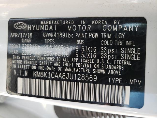 KM8K1CAA8JU128569 - 2018 HYUNDAI KONA SE WHITE photo 13