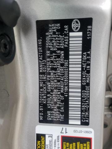 4T1BK1EB5DU027062 - 2013 TOYOTA AVALON BASE 金色 照片 12