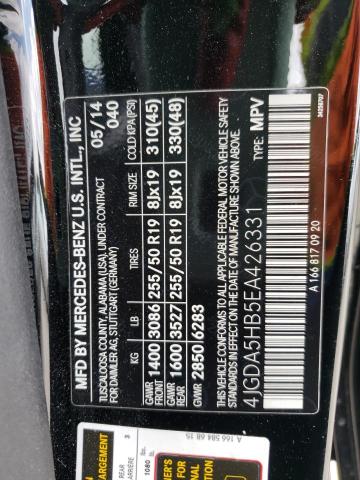 4JGDA5HB5EA426331 - 2014 MERCEDES-BENZ ML 350 4MATIC BLACK photo 13