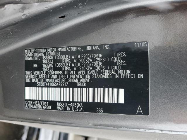 5TBBT44106S478217 - 2006 TOYOTA TUNDRA ACCESS CAB SR5 BROWN photo 12