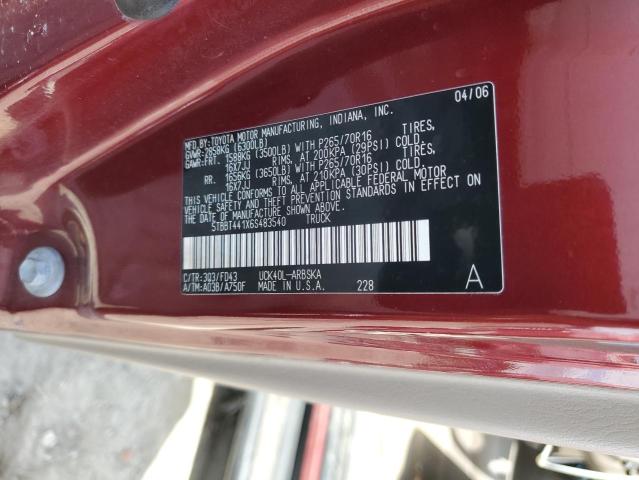 5TBBT441X6S483540 - 2006 TOYOTA TUNDRA ACCESS CAB SR5 MAROON photo 12
