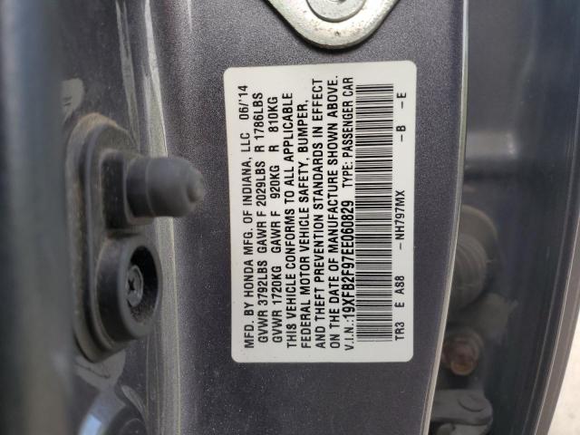 19XFB2F97EE060829 - 2014 HONDA CIVIC EXL Boz foto 12