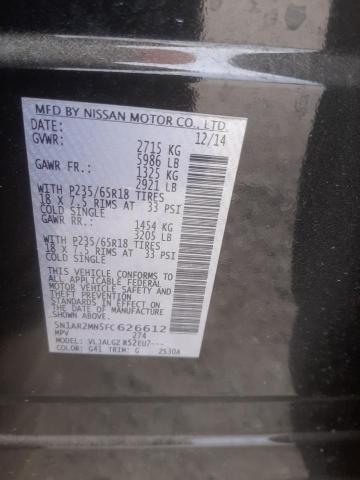 5N1AR2MN5FC626612 - 2015 NISSAN PATHFINDER S 黑色 照片 12