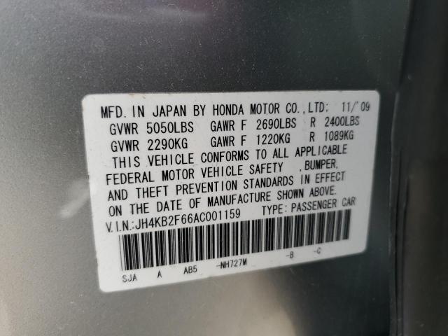 JH4KB2F66AC001159 - 2010 ACURA RL SILVER photo 12