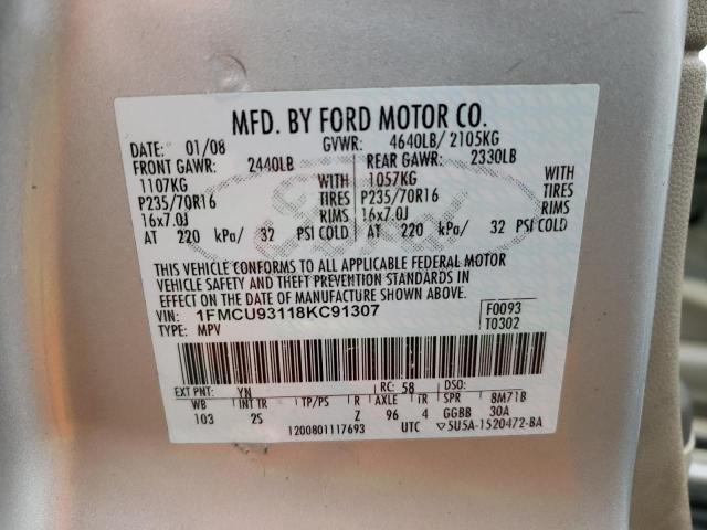 1FMCU93118KC91307 - 2008 FORD ESCAPE XLT SILVER photo 13