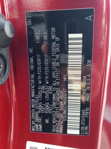 5TDJRKEC7MS069747 - 2021 TOYOTA SIENNA XLE RED photo 14