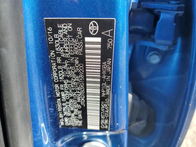 JTDKDTB3XG1589200 - 2016 TOYOTA PRIUS C BLUE photo 12