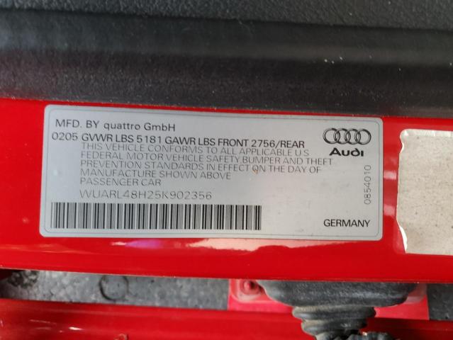 WUARL48H25K902356 - 2005 AUDI S4 QUATTRO CABRIOLET RED photo 12