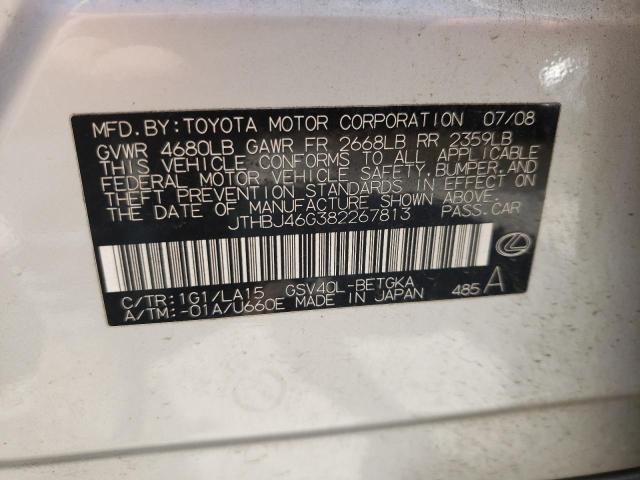 JTHBJ46G382267813 - 2008 LEXUS ES 350 SILVER photo 13