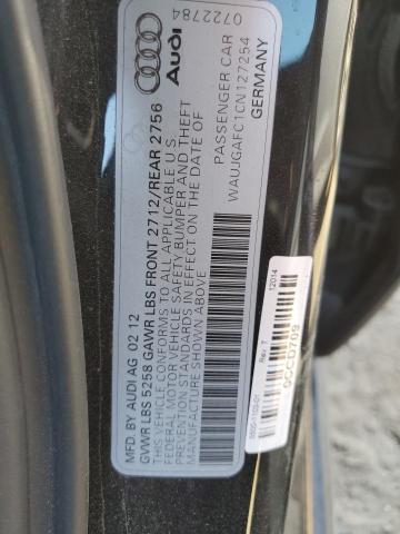 WAUJGAFC1CN127254 - 2012 AUDI A6 PRESTIGE შავი ფოტო 12