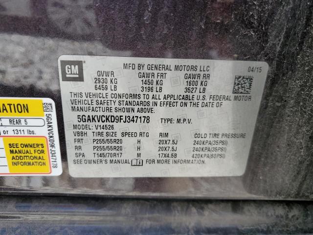 5GAKVCKD9FJ347178 - 2015 BUICK ENCLAVE PURPLE photo 13