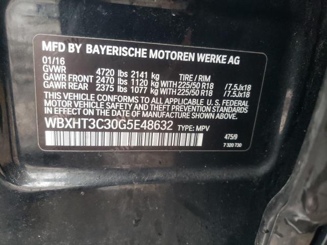 WBXHT3C30G5E48632 - 2016 BMW X1 XDRIVE28I BLACK photo 12