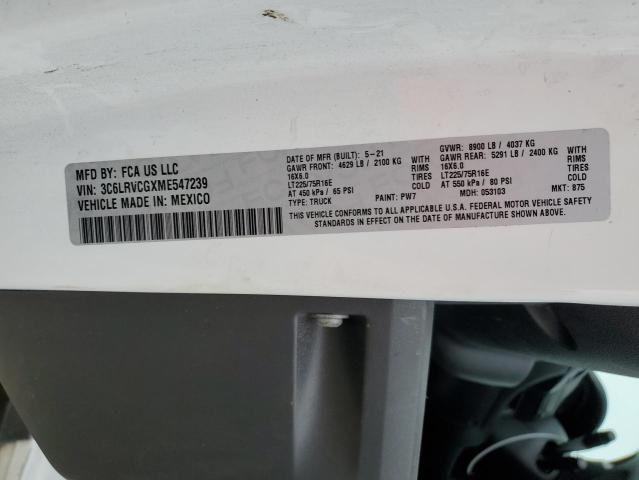 3C6LRVCGXME547239 - 2021 RAM PROMASTER 2500 HIGH Ақ фото 13