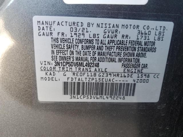 3N1CP5DV6ML492248 - 2021 NISSAN KICKS SR GRAY photo 12